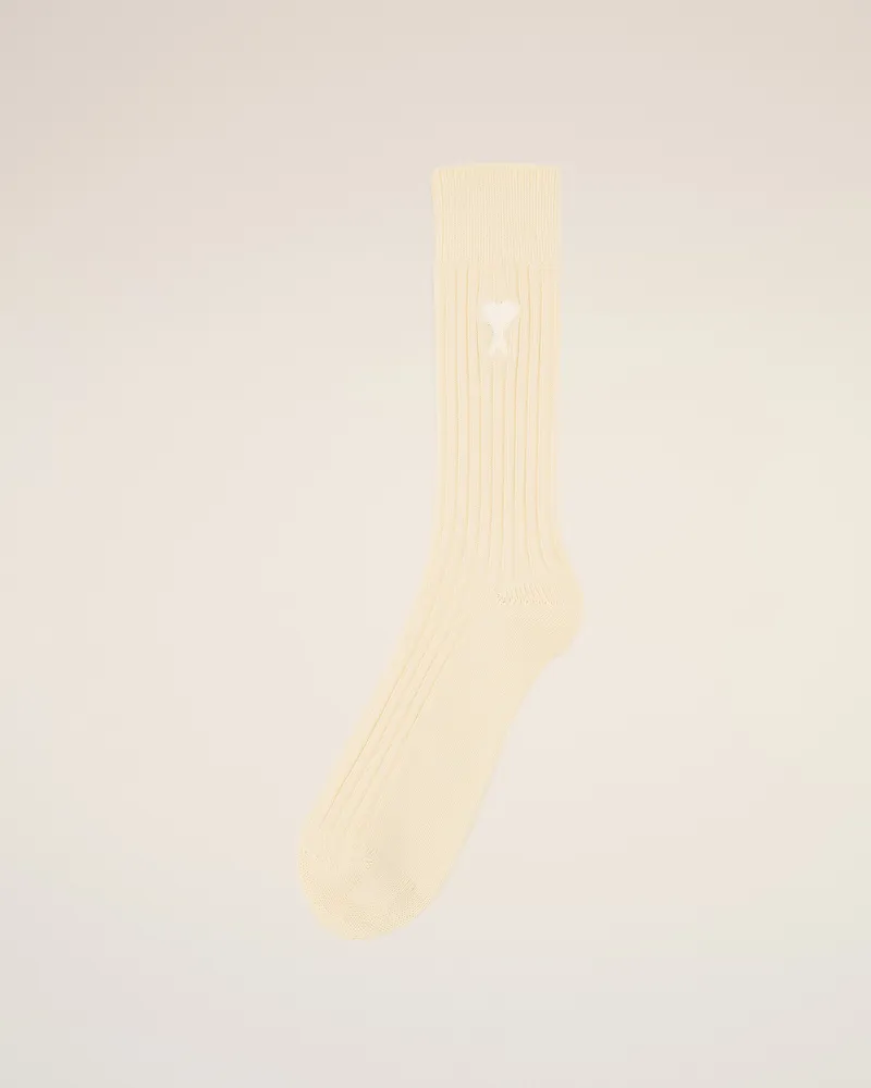 AMI Paris Ami de Coeur Socken aus beigefarbener Baumwolle Beige Unisex Off
