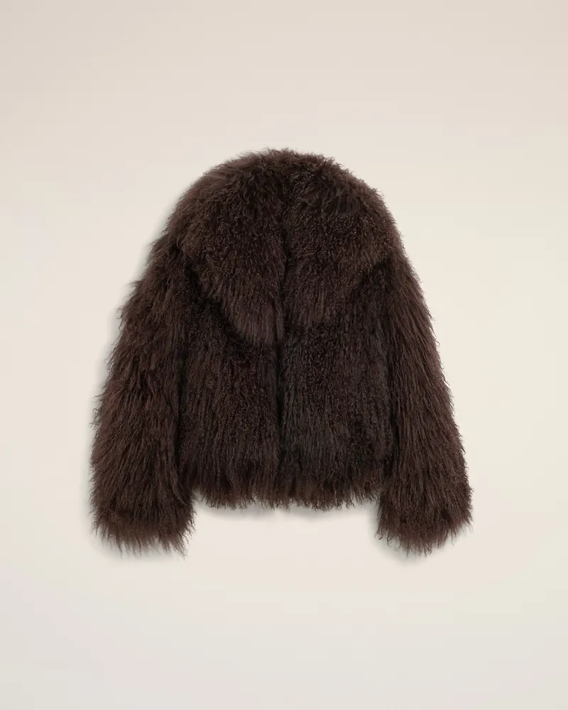 AMI Paris Kurze Jacke aus braunem Lammfell-Shearling Braun - Größe für Damen Schokoladenbraun