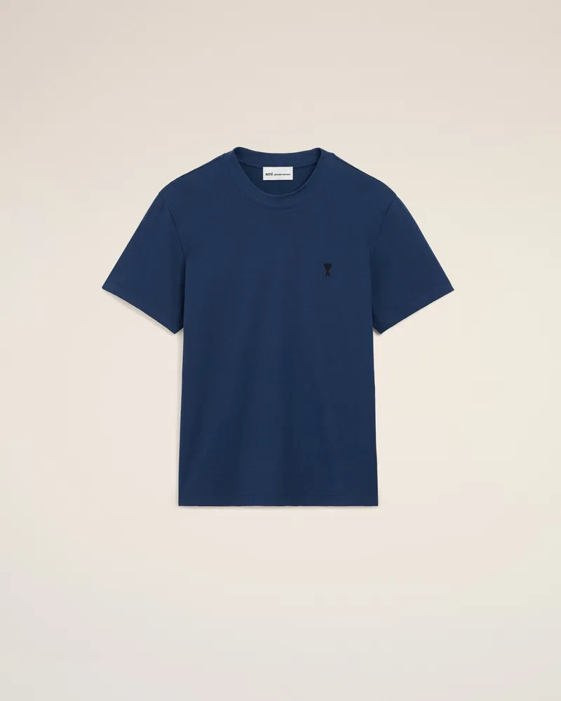 AMI Paris Ami de Coeur T-Shirt aus beigefarbener Baumwolle Blau für Herren Tinte