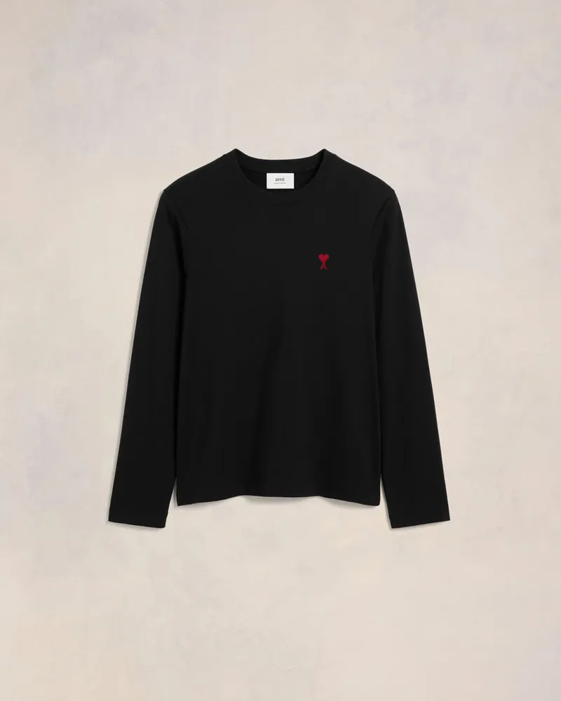 AMI Paris Ami de Coeur T-Shirt aus schwarzer Bio-Baumwolle Schwarz Unisex Schwarz