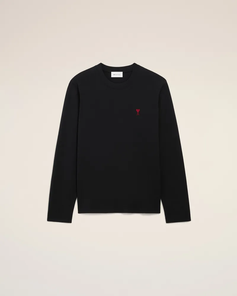 AMI Paris Ami de Coeur T-Shirt aus schwarzer Bio-Baumwolle Schwarz Unisex Schwarz