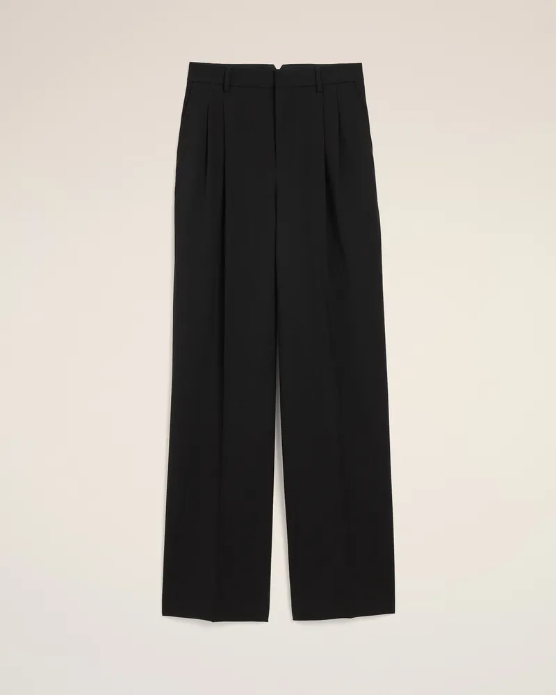 AMI Paris Weite Hose aus schwarzer Wolle mit hohem Bund Schwarz für Damen Schwarz