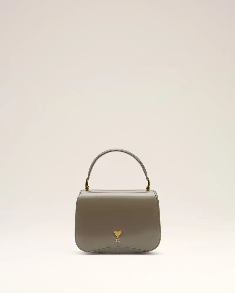 AMI Paris Paris Paris Tasche mit oberem Henkel aus glasiertem Leder in Grau Grau Unisex Carbon