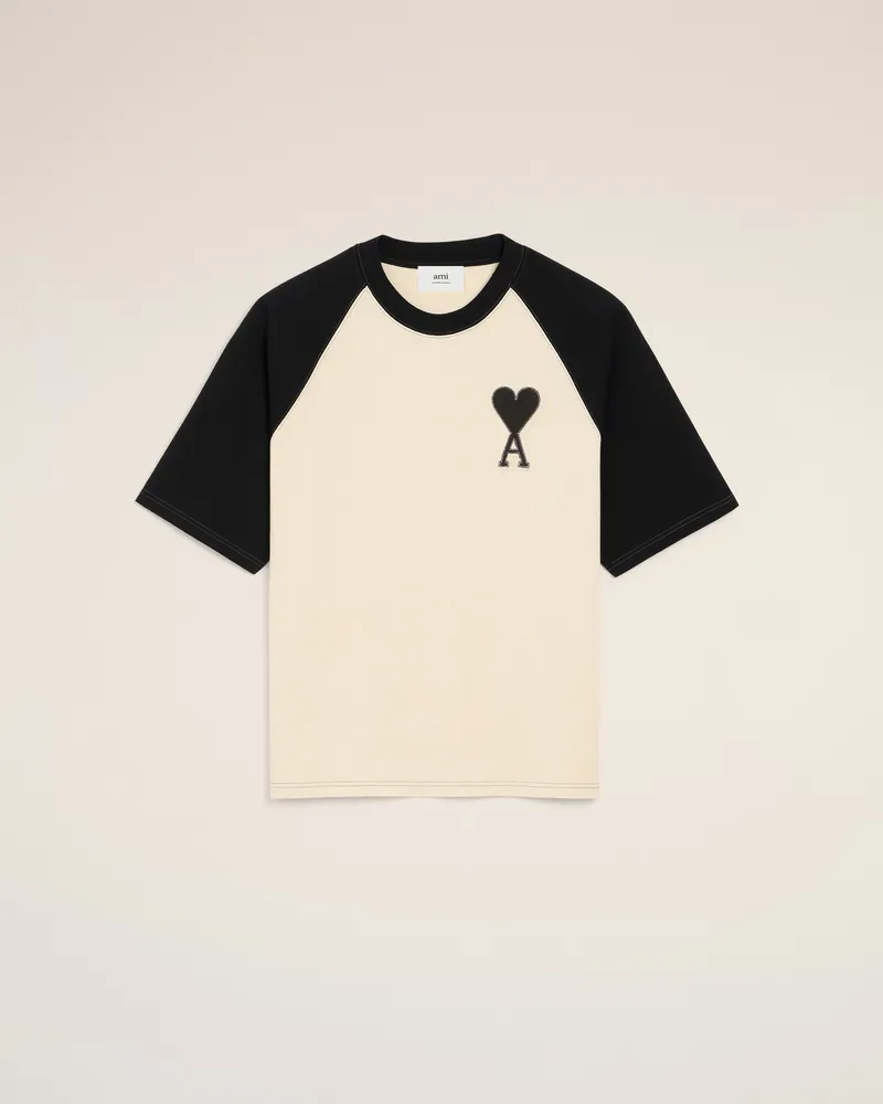 AMI Paris Ami De Coeur T-Shirt mit kurzen Ärmeln aus weißer Baumwolle Weiß Unisex Ivory