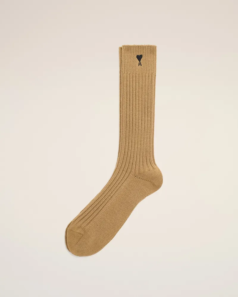 AMI Paris Ami De Coeur Socken aus brauner Baumwolle Braun Unisex Camel
