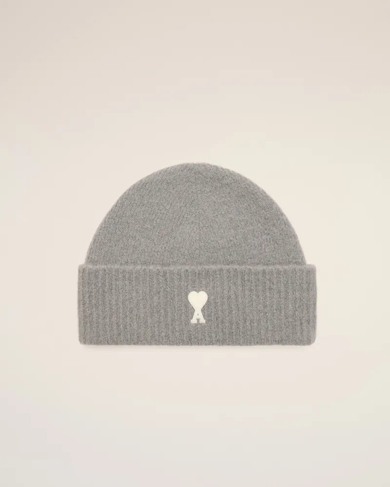 AMI Paris Ami de Coeur Beanie aus grauem Alpaka Grau - Größe Unisex Aschgrau