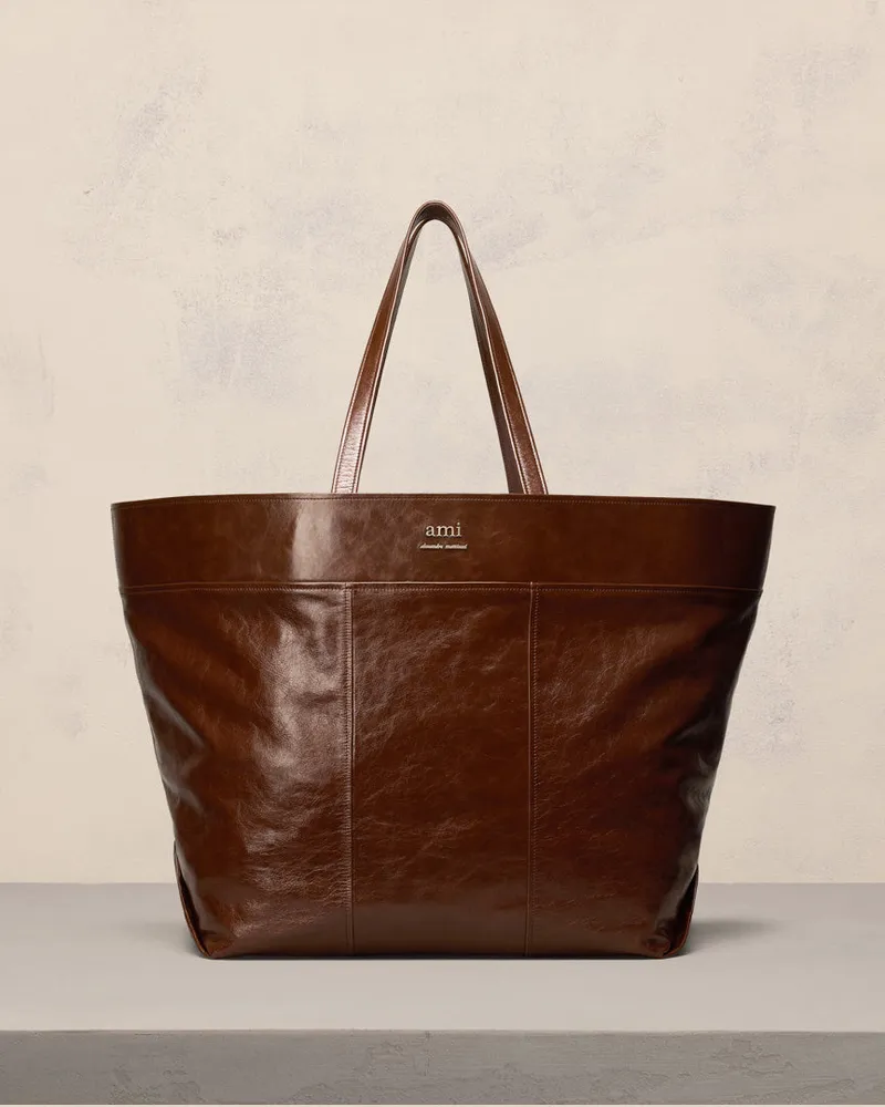 AMI Paris East West Maxi Ami Einkaufstasche Braun - Größe Unisex Schokolade