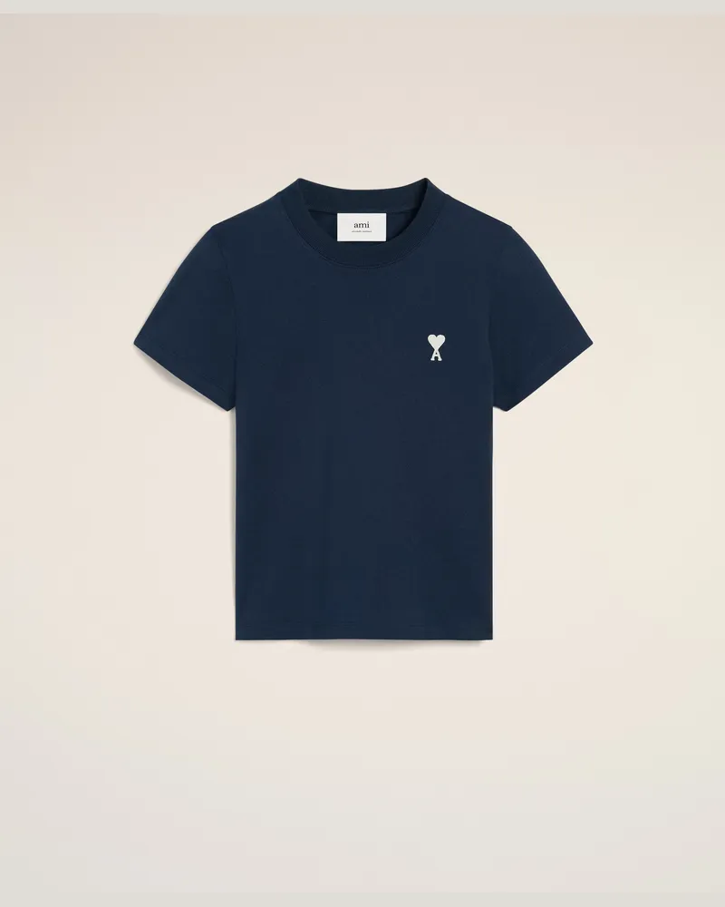 AMI Paris Gekürztes Baumwoll-T-Shirt in Navy Blau für Damen Nachtblau