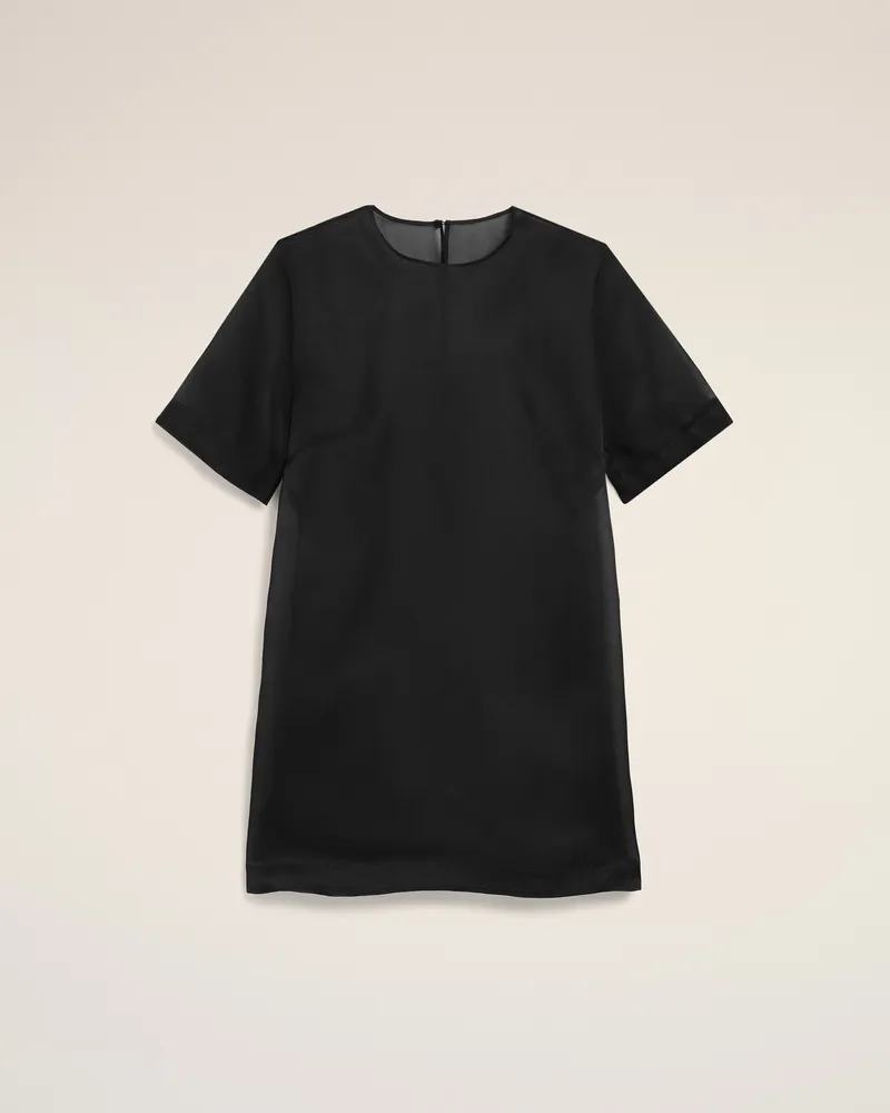 AMI Paris Schwarzes Seiden-Mini-Trapezkleid Schwarz für Damen Schwarz