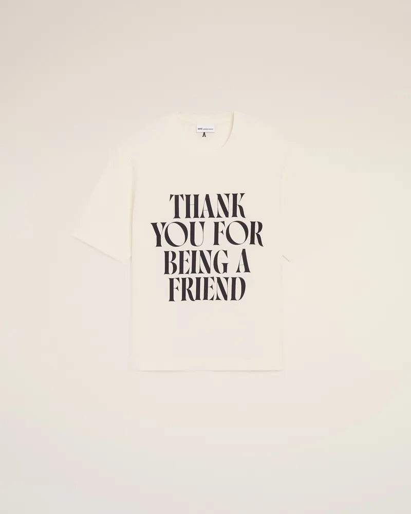 AMI Paris Weißes Baumwoll-T-Shirt mit charakteristischem Aufdruck Weiß Unisex Weiss