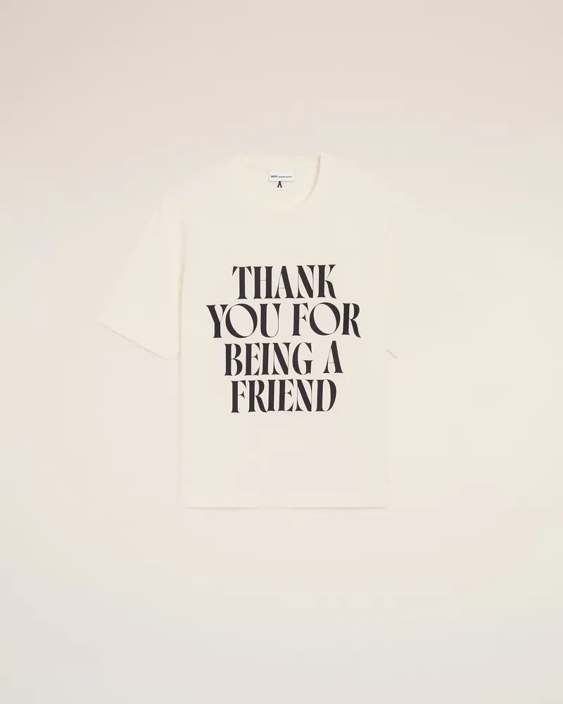 AMI Paris Weißes Baumwoll-T-Shirt mit charakteristischem Aufdruck Weiß Unisex Weiss