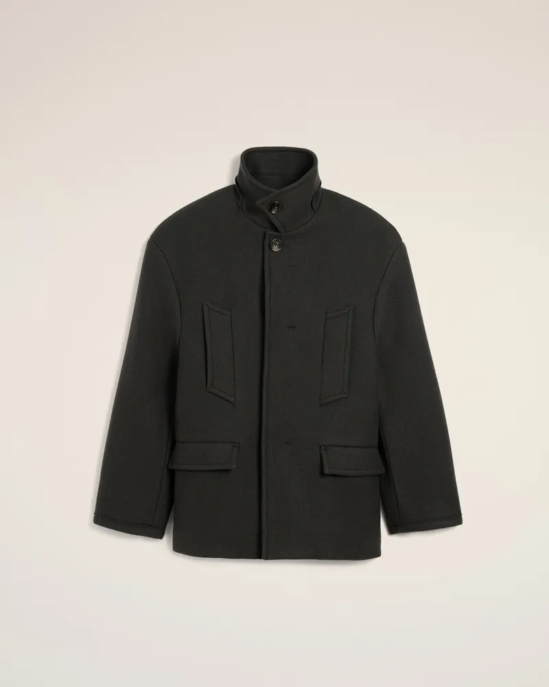 AMI Paris Oversize Pea Coat mit hohem Kragen aus schwarzer Wolle  Grau für Herren Anthrazit