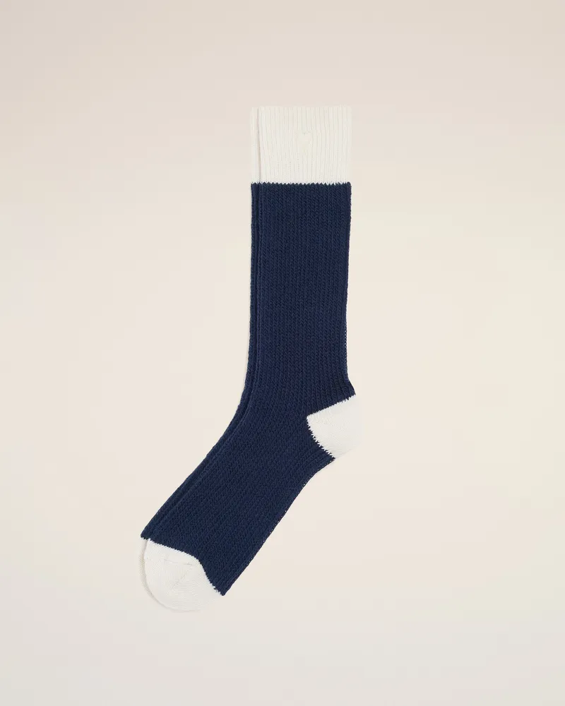 AMI Paris Blau-weiße Baumwollsocken Blau Unisex Tinte