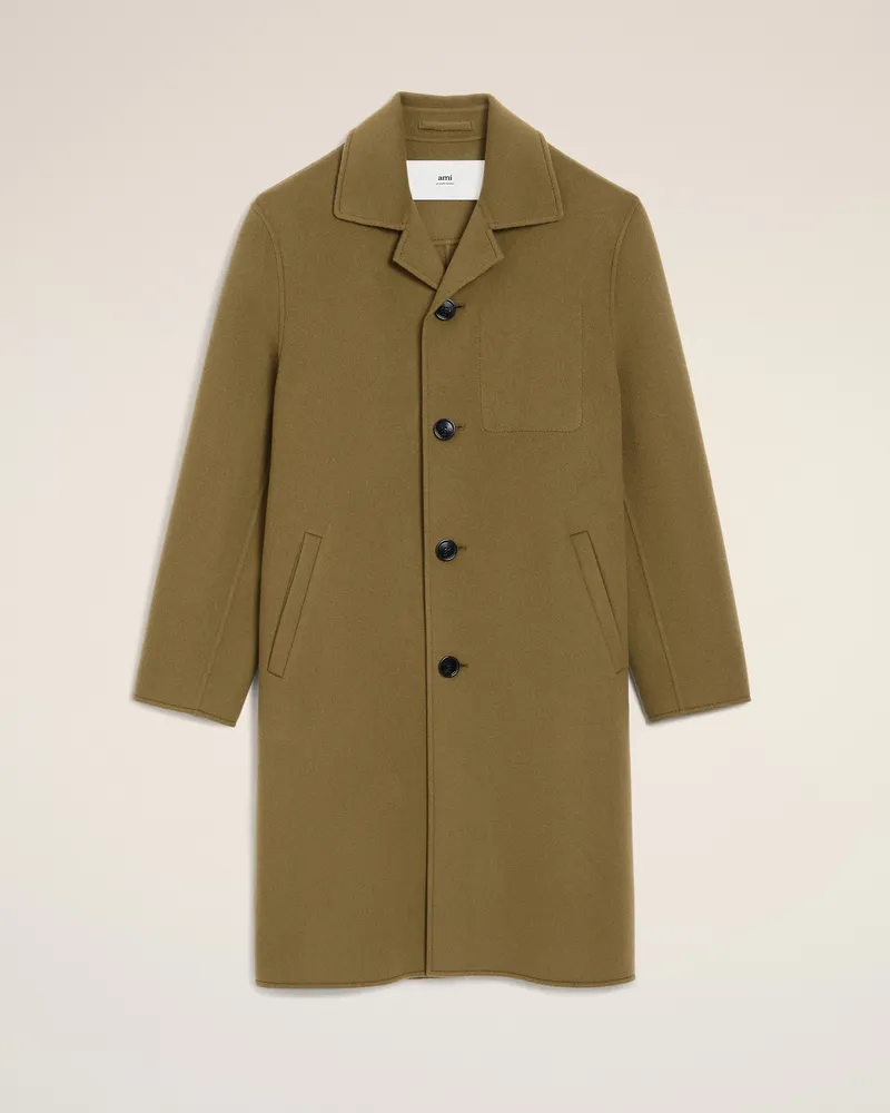 AMI Paris Mantel mit Gürtel aus grüner Wolle Grün für Herren Bronze
