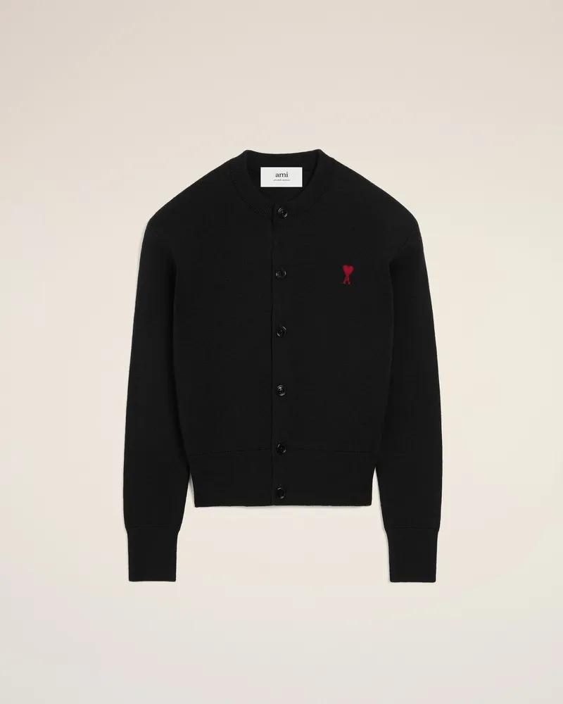 AMI Paris Ami de Coeur Strickjacke aus schwarzer Wolle Schwarz für Damen Schwarz
