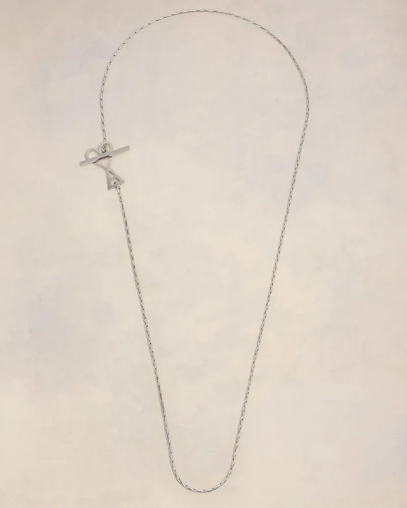 AMI Paris Ami De Coeur 2 in 1 Halskette aus silberfarbenem Messing Silber Unisex Silber