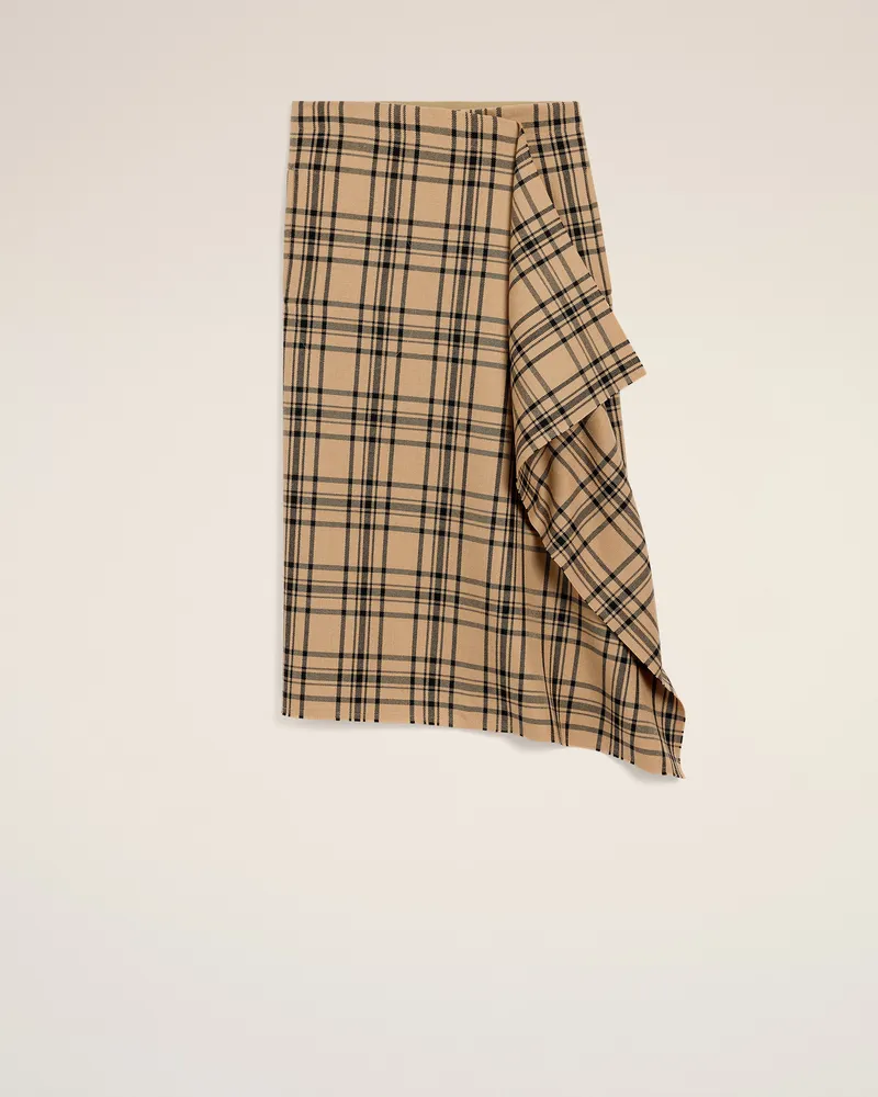 AMI Paris Karierter Midi-Wickelrock aus brauner Wolle  Braun für Damen Camel
