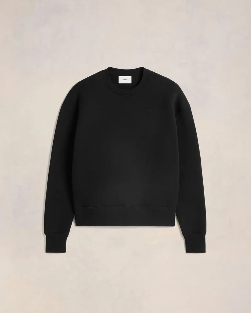 AMI Paris Ami de Coeur Sweatshirt aus schwarzer Baumwolle Schwarz Unisex Schwarz