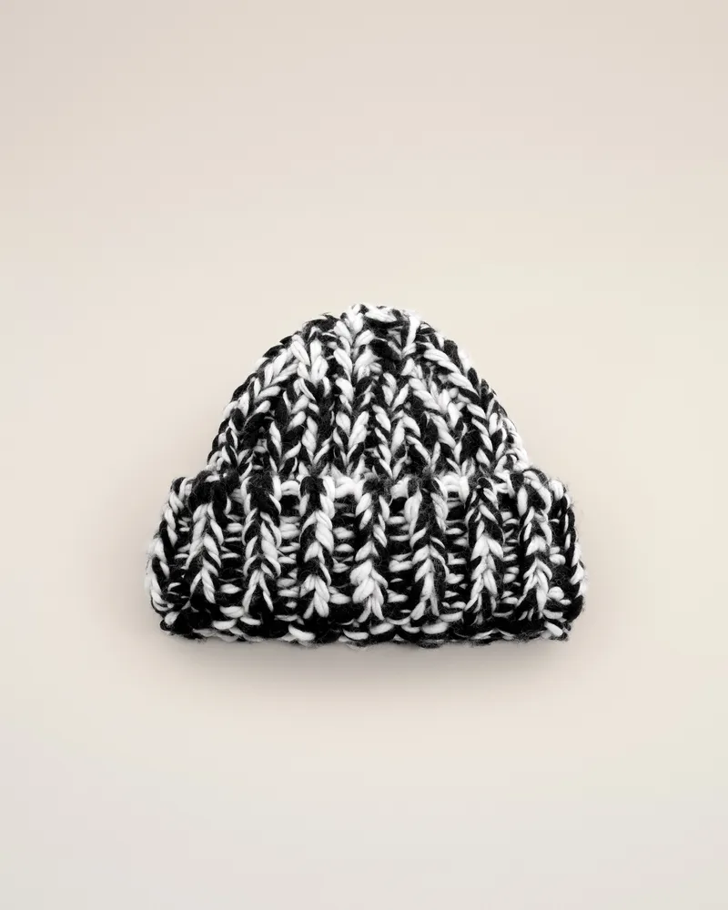 AMI Paris Schwarz-weiße Mütze aus Wolle Schwarz - Größe Unisex Schwarz