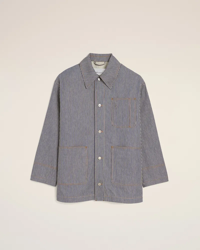 AMI Paris Ami de Coeur Worker-Jacke aus blau gestreifter Baumwolle Mehrfarbig für Damen Indigo