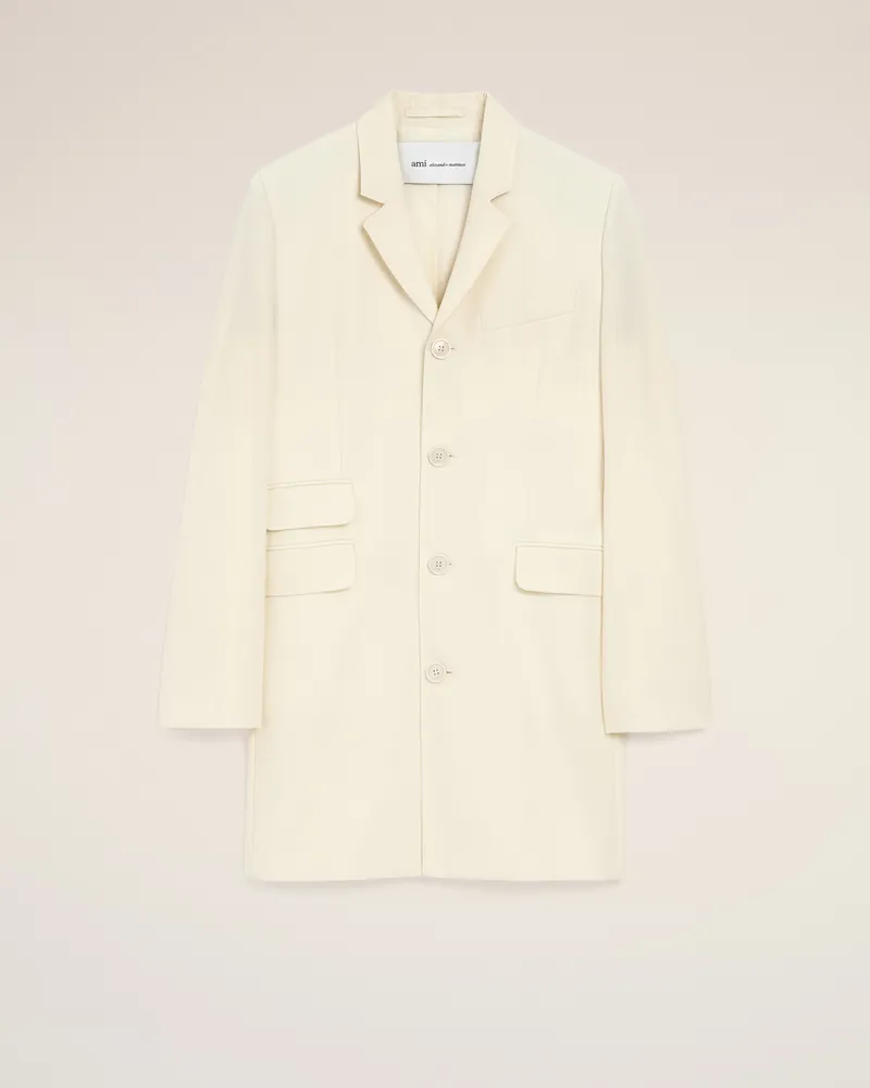 AMI Paris Weißer Mantel aus Schurwolle mit geradem Schnitt und einfachem Knopfverschluss Weiß für Damen Weiss