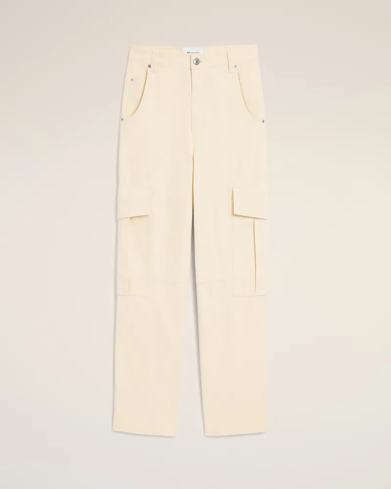 AMI Paris Baggy-fit Cargo-Hose aus weißer Baumwolle Weiß - Größe für Herren Ivory