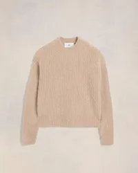 AMI Paris Pullover aus gerippter Alpakawolle und Mohair Beige Beige