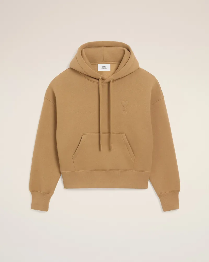 AMI Paris Ami De Coeur Kapuzenpullover aus brauner Baumwolle Braun Unisex Camel