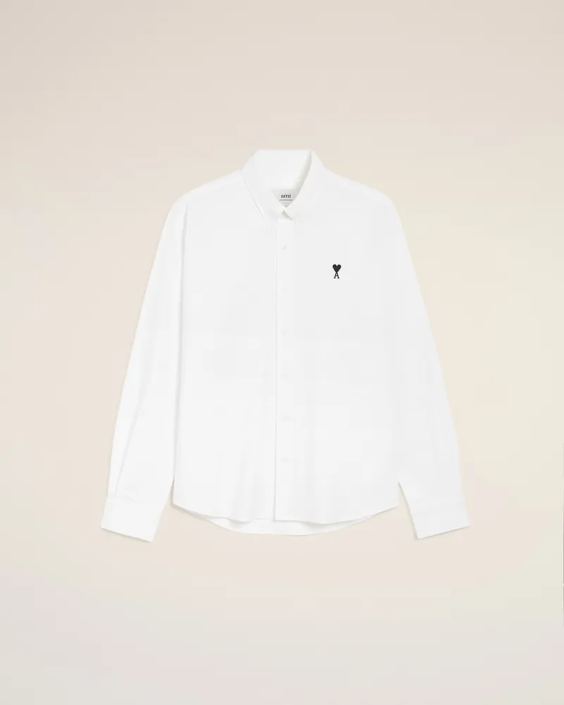 AMI Paris Ami de Coeur Button-Down-Hemd aus weißer Baumwolle Weiß für Herren Natural
