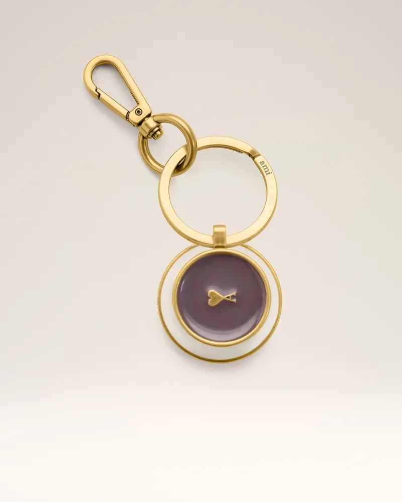 AMI Paris Ami De Coeur Kaffeetassen-Schlüsselanhänger aus goldfarbenem Metall Mehrfarbig Unisex Ecru