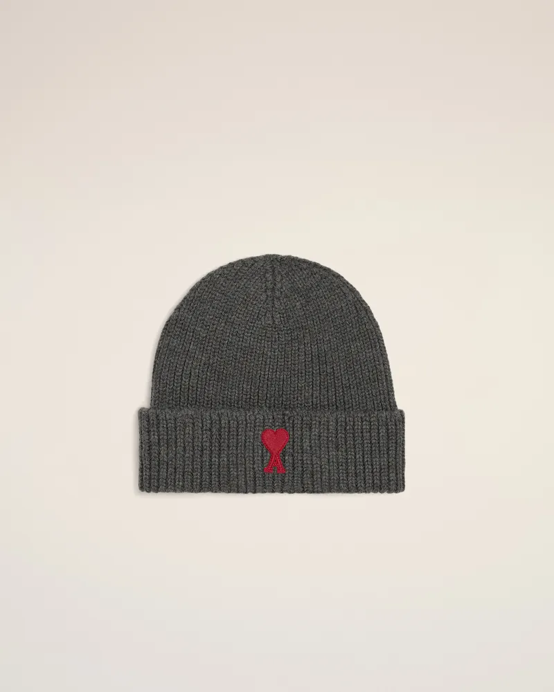 AMI Paris Kinder - Ami de Coeur Beanie aus grauer Wolle Grau - Größe: U Jahre Heather