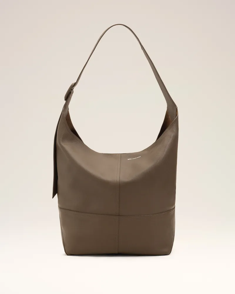 AMI Paris Etienne Crossbody-Tasche aus braunem Taurillon-Leder Braun Unisex Trüffel
