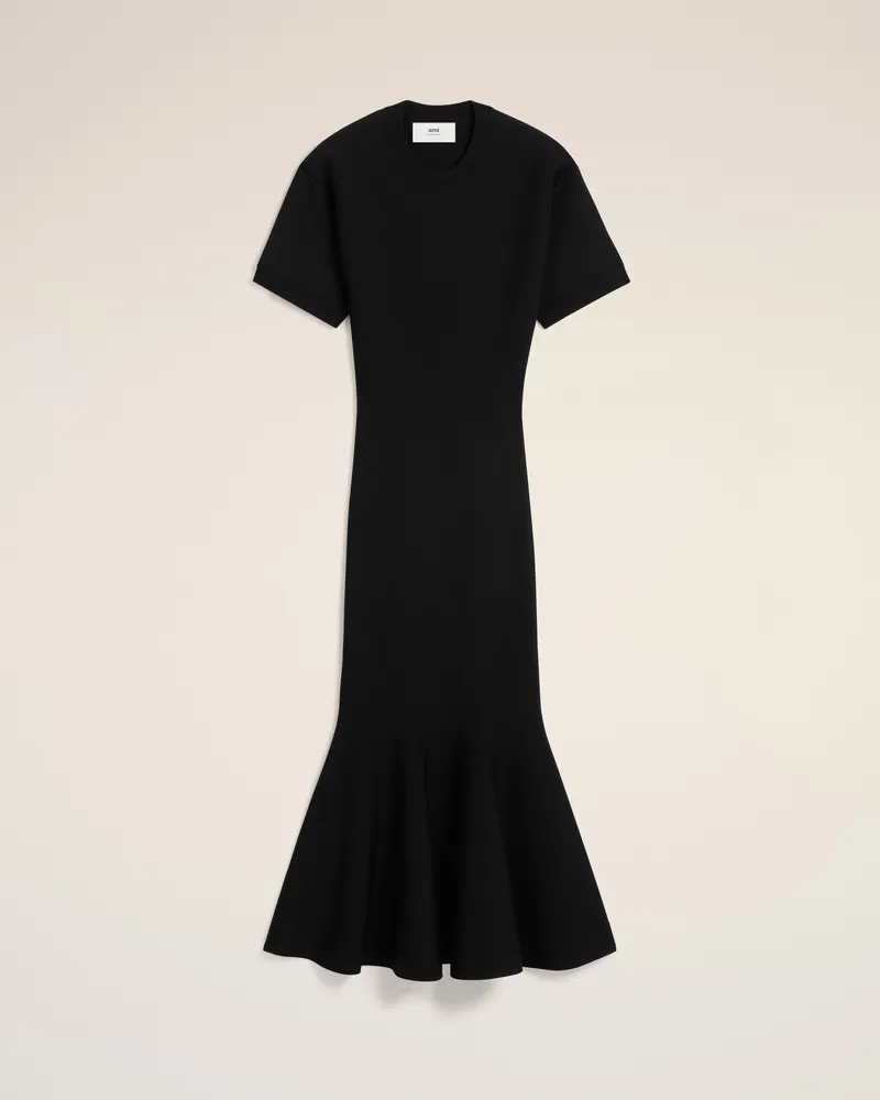 AMI Paris Schwarzes Kleid mit Godets Schwarz für Damen Schwarz