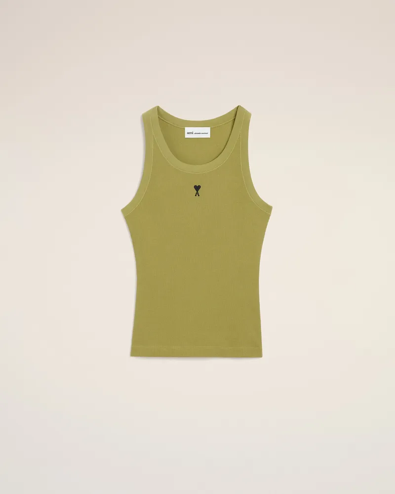 AMI Paris Grünes Baumwoll-Tanktop mit Herzausschnitt Grün für Damen Grün