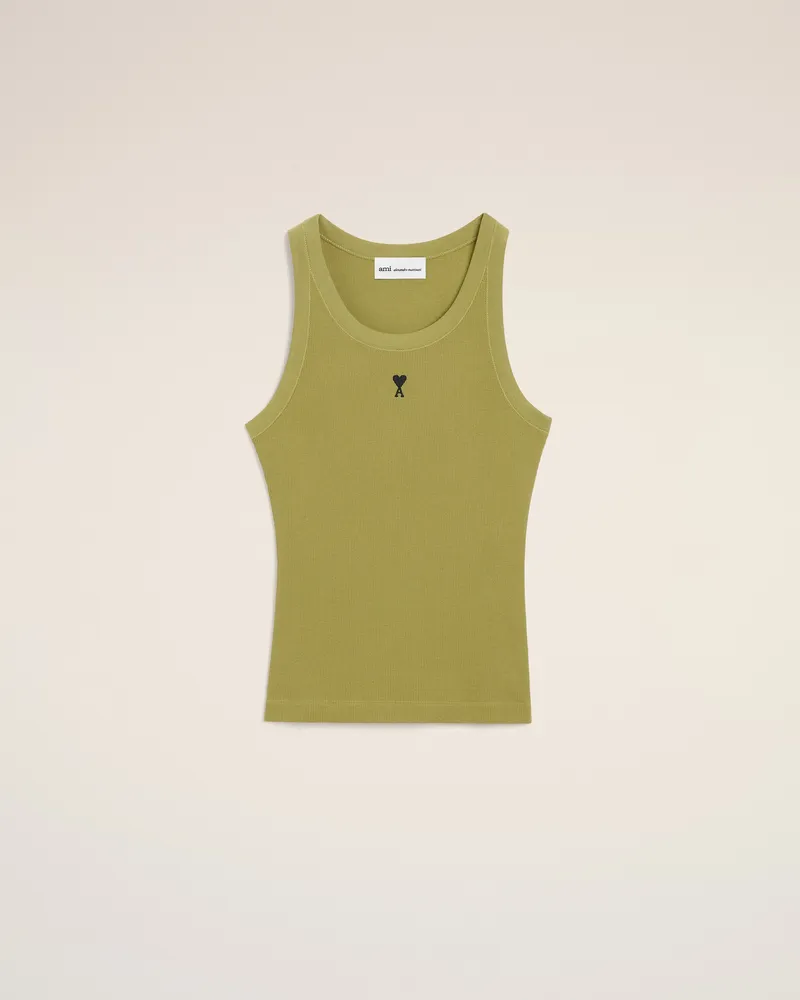 AMI Paris Grünes Baumwoll-Tanktop mit Herzausschnitt Grün für Damen Grün