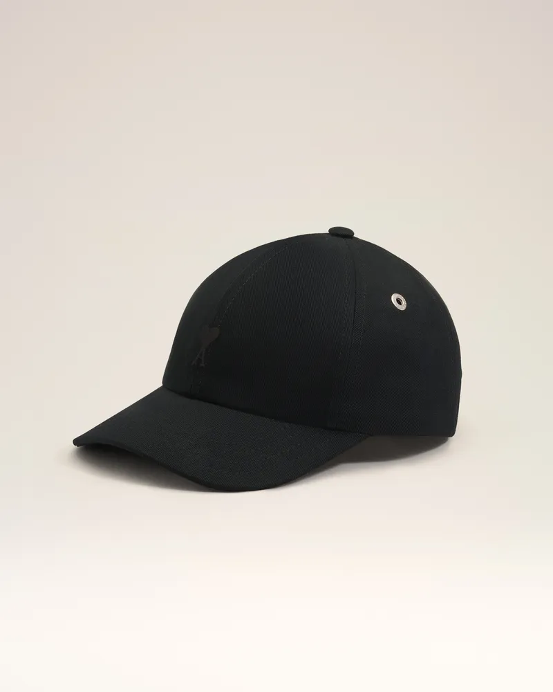 AMI Paris Ami de Coeur Cap aus schwarzer Baumwolle Schwarz Unisex Schwarz