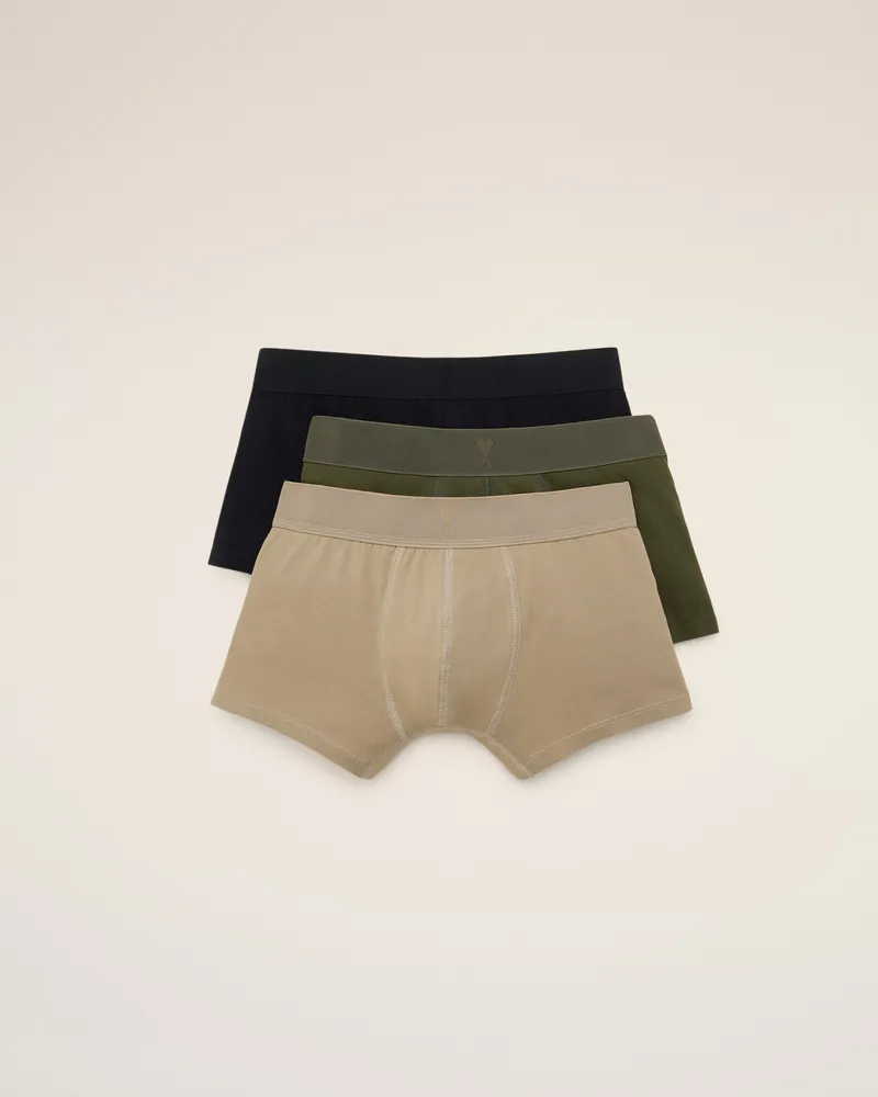 AMI Paris Dreierpack Boxershorts aus grauem Baumwoll-Jersey Schwarz für Herren Schwarz