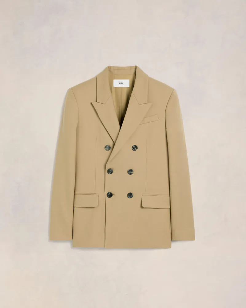 AMI Paris Zweireihiger Blazer Beige Sand