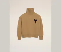 Ami De Coeur Pullover mit hohem Stehkragen aus Wolle in Braun Braun Unisex