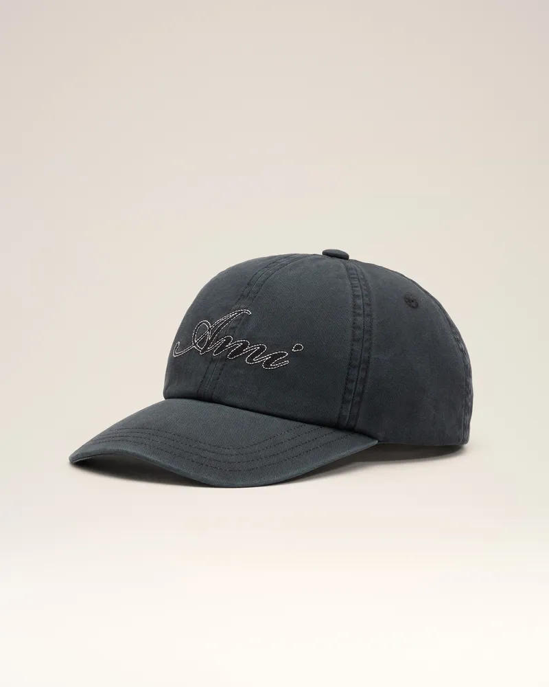 AMI Paris Schwarze Baumwoll-Cap mit Ami Paris Stickerei Schwarz - Größe Unisex Lavaschwarz