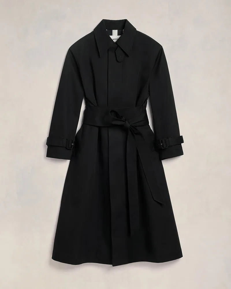AMI Paris Regenmantel mit Gürtel Schwarz - Größe Unisex Schwarz