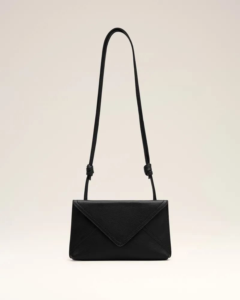 AMI Paris Etienne Envelope Phone Holder aus schwarzem Taurillon-Leder Schwarz Unisex Schwarz