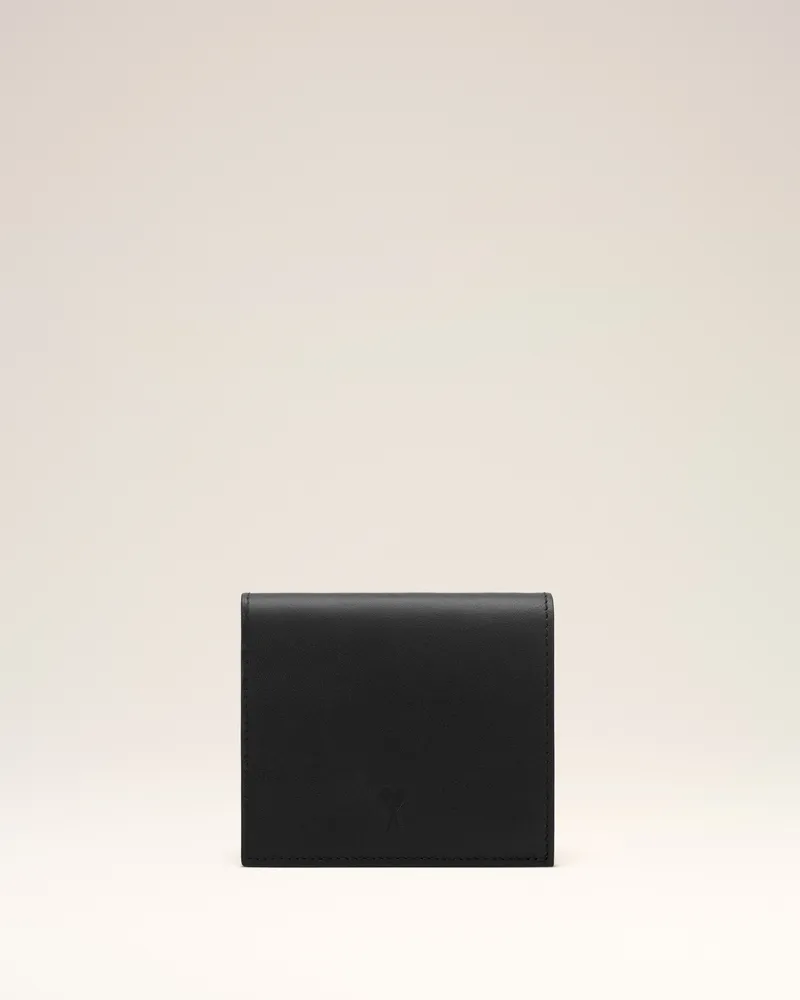 AMI Paris Ami de Coeur Portemonnaie aus schwarzem Rindsleder mit zwei Fächern Schwarz - Größe Unisex Schwarz