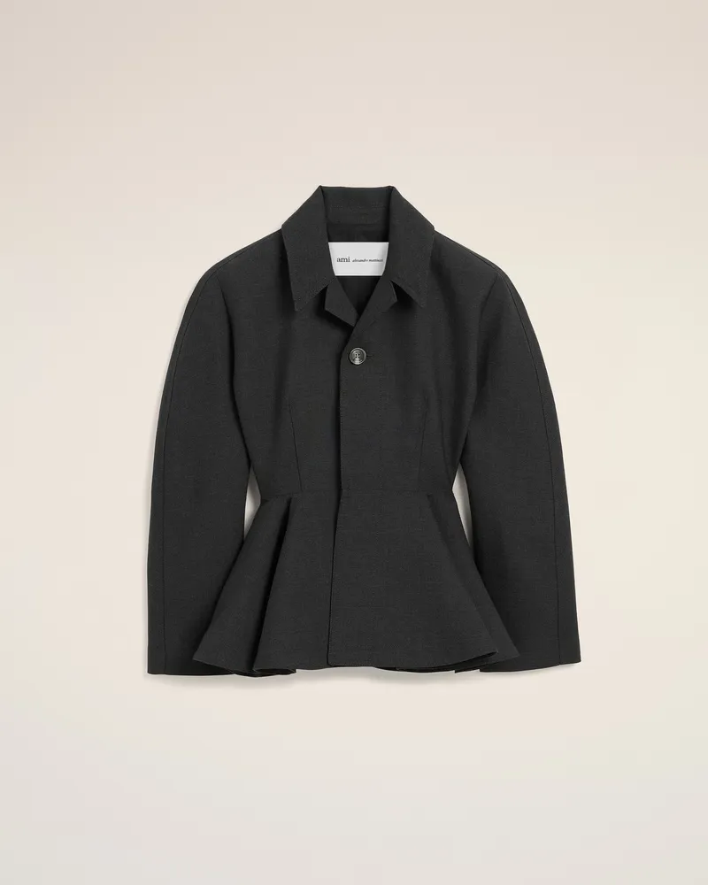 AMI Paris Peplum-Jacke aus grauer Wolle Grau - Größe für Damen Kohlenstoffgrau