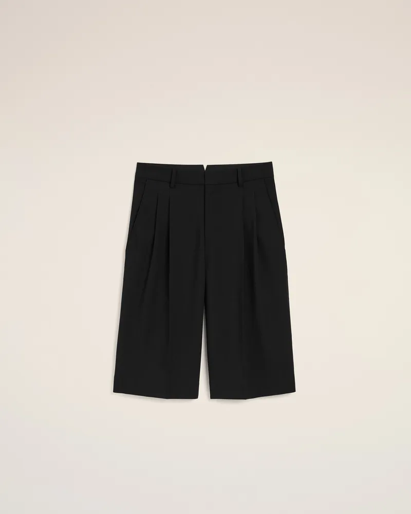 AMI Paris Schwarze Bermudashorts aus neuer Wolle mit hoher Taille und weitem Schnitt Schwarz für Damen Schwarz