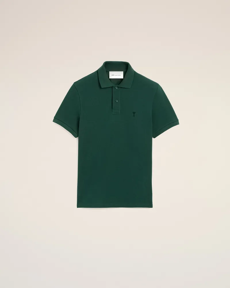 AMI Paris Ami de Coeur Polo aus grünem Baumwollstoff Grün für Herren Flaschengrün