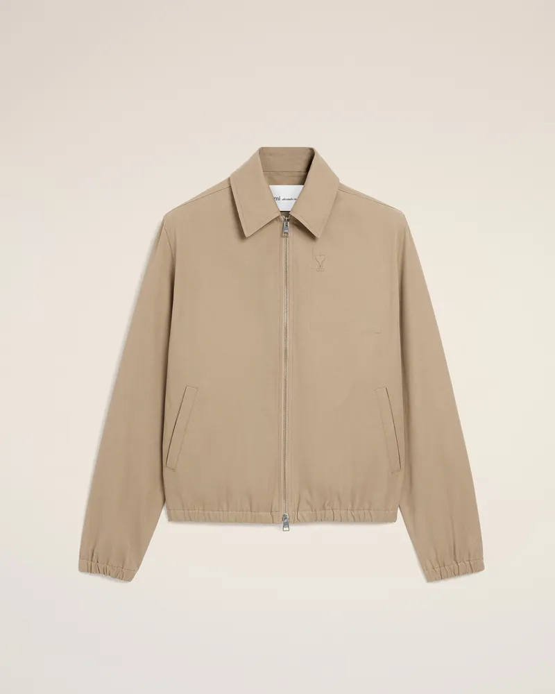 AMI Paris Beigefarbene Ami De Cœur Baumwolljacke mit Reißverschluss Beige für Herren Taupegrau