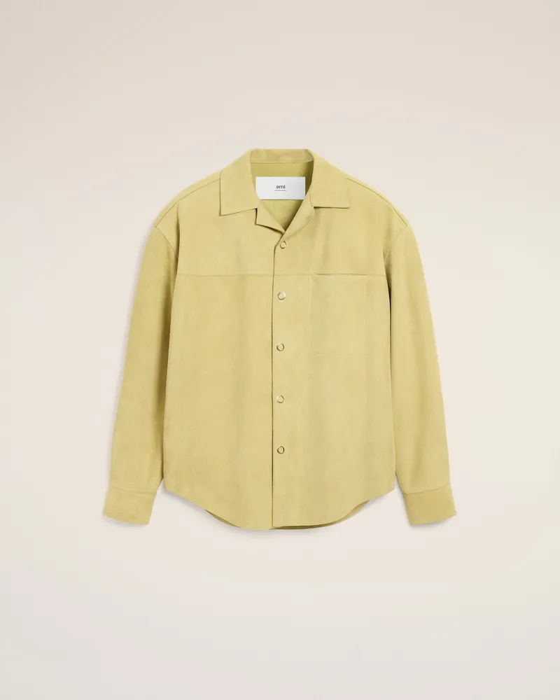 AMI Paris Überhemd aus grünem Leder Grün Unisex Lime