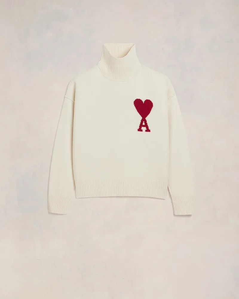 AMI Paris Ami de Coeur Pullover aus weißer Wolle Weiß Unisex Off