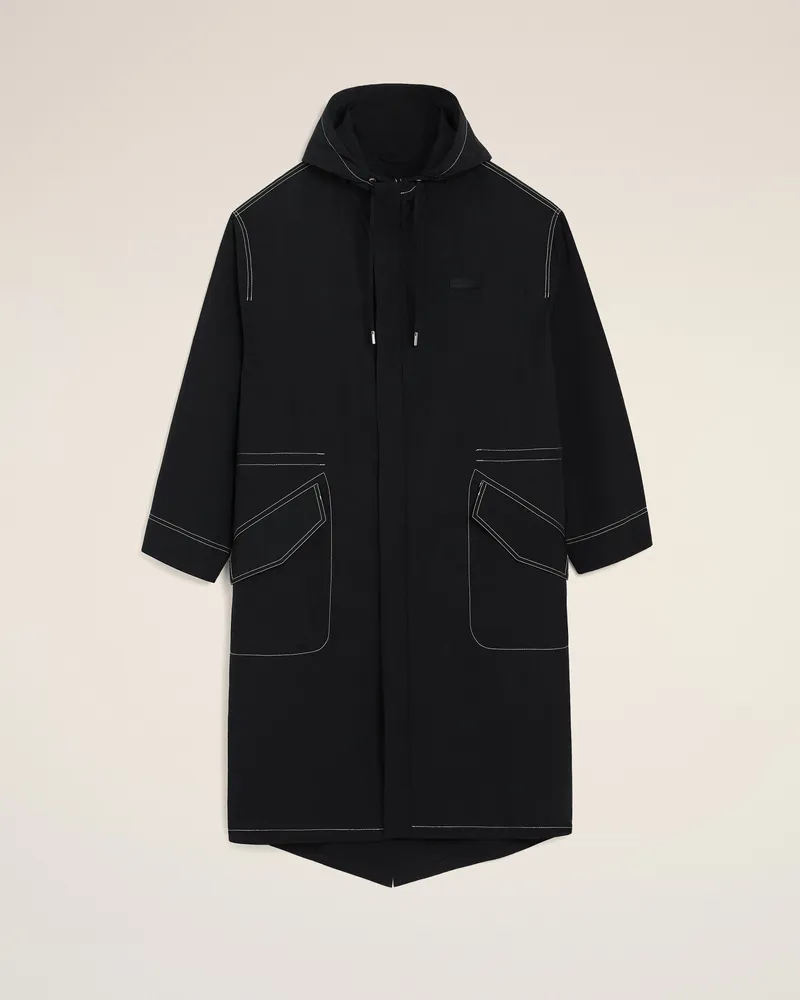 AMI Paris Schwarzer langer Parka aus Nylon Schwarz Unisex Schwarz